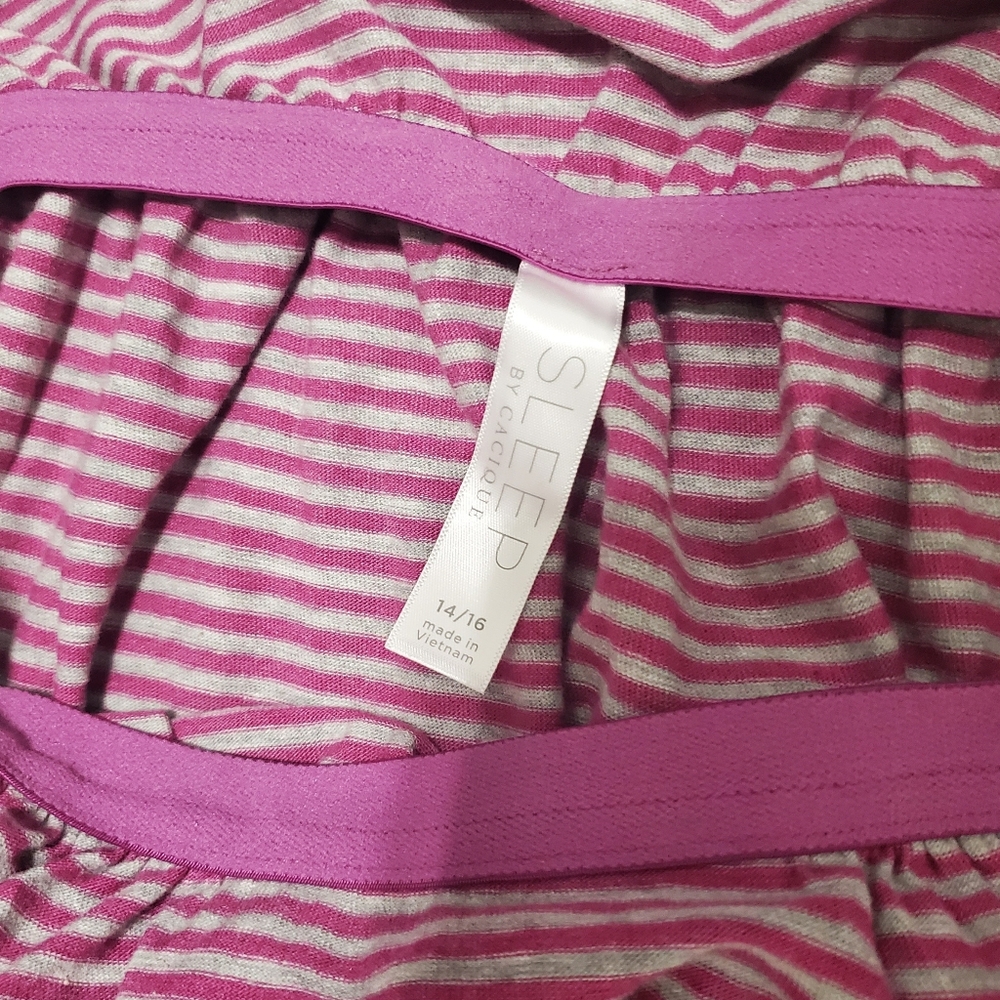 Cacique Pink Gray Striped Sleep Cami Jogger Set Size 14/16 NEW - Picture 8 of 10